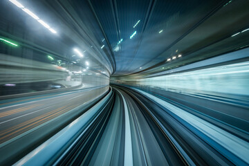 Yurikamome line in Tokyo, Japan, abstract background, technology and innovation concept.