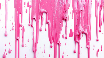Rose pink paint drip on a pure white background - obrazy, fototapety, plakaty