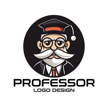 Professor Cartoon Vector Logo Design