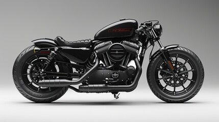 Obraz na płótnie Canvas Sleek Speed: Majestic Black Motorcycle in Detail