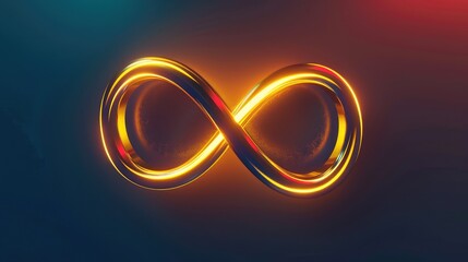 Neon symbol loop sign light background 3d line abstract infinite glow digital gold shape concept icon 8. Loop symbol neon circle effect limitless wave Generative Ai