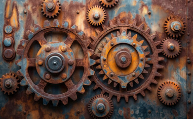 Rusty Machinery Gears Steampunk Background