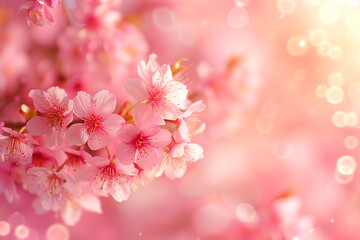 beautiful blooming Japanese sakura, blurred background