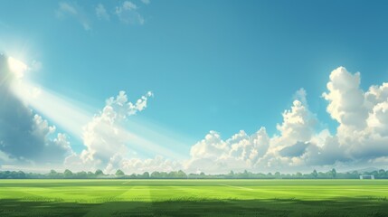 Fototapeta premium Soccer field in anime style.