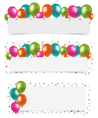 Happy birthday balloon empty banner set. Vector illustration art design.