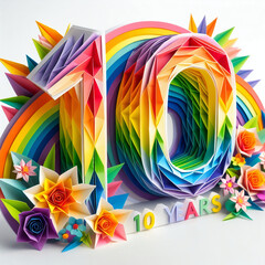 10 years- colorful rainbow origami decoration - 782911305