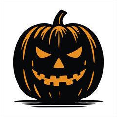 Pumpkin head set. Cute and scary halloween pumpkin monster set. Holidays cartoon character in flat style collection.