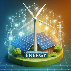 Green energy 3d text- renewable energy, electricity - 782912154