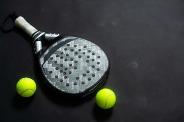 Isolated paddle tennis objects black background