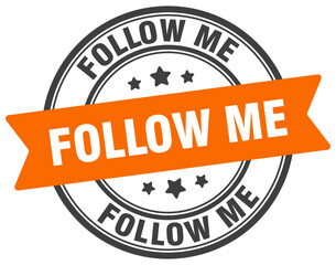 follow me stamp. follow me label on transparent background. round sign