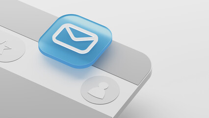 The concept of receiving an email in the Inbox with a pop-up notification of new unread emails appearing on the computer screen. Minimalistic rendering of the email icon. - 782913399