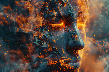 Scorching Hellfire Eruption Catastrophic Inferno Engulfing Apocalyptic Landscape in Intense Cinematic Depiction - obrazy, fototapety, plakaty