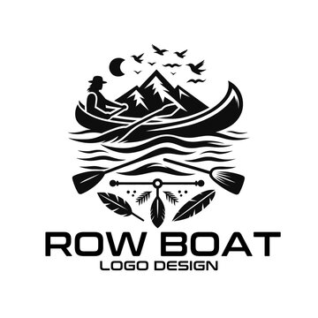 Row Boat Vector Logo Design