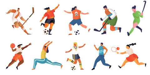 Vibrant illustrations depict various Olympic and fitness activities, showing athletes performing different sports.