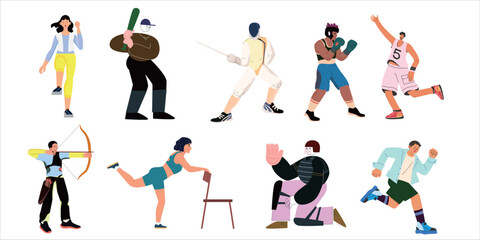 Vibrant illustrations depict various Olympic and fitness activities, showing athletes performing different sports.