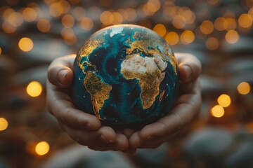 Fototapeta premium Hand holding globe representing earth day