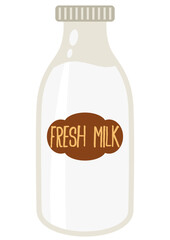 Glass bottle of fresh milk
