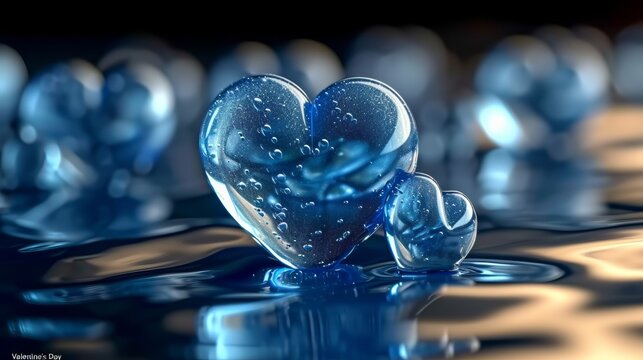 blue image alluding to "Valentine's Day". Conceptual Art. 3D