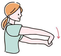 首・肩のストレッチをしている女性