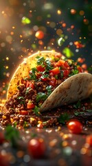 AI-generated illustration of taco toppings wrapped in a tortilla