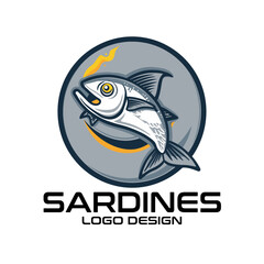 Sardines Cartoon Vector Logo Design
