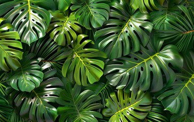 A green leaf of a monstera plant