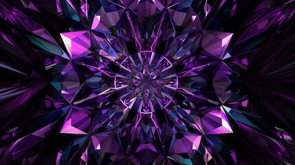 purple crystal gemstone kaleidoscope background. 