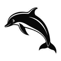 PrintA silhouette dolphin black and white logo vector clip art