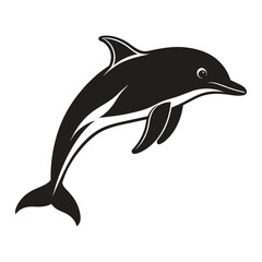 Fototapeta premium PrintA silhouette dolphin black and white logo vector clip art