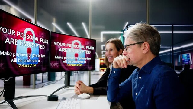 Ransomware Malware Attack. Business Computer Hacked