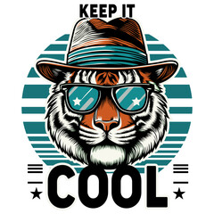 Roar Cool: Tiger Typography Tee. cowboy with hat.