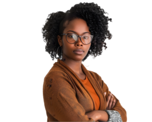Black women teacher with curly hair isolated on white, Back to School and Happy Teachers Day concept