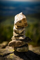 Selective focus shot of stones stacked on top of each other