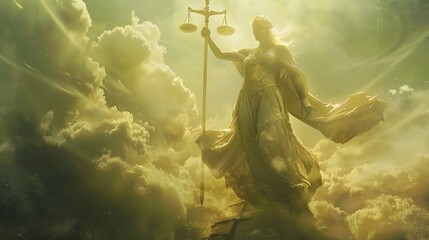 Fototapeta premium Statue of a woman holding a balance scale, legal law concept