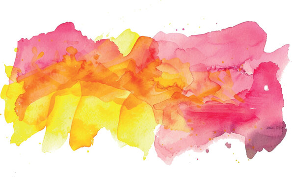 abstract watercolor background with splashes yellow pink 