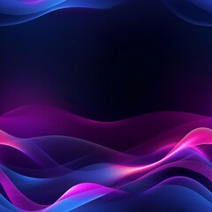 Abstract technology futuristic glowing blue and purple light lines with speed motion blur effect on dark blue background. AI generated