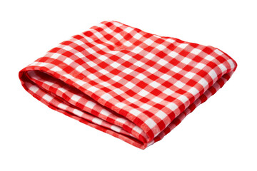 Red checkered napkin front view isolated on white background. Rustic chic style mockup perspective.