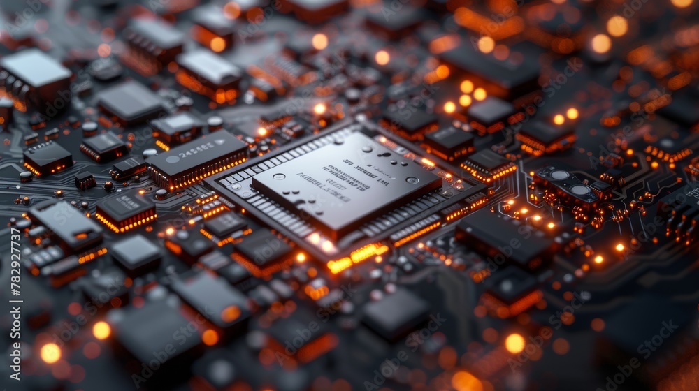 Poster CPU concept. 3D rendering, concept image of a central computer processor.