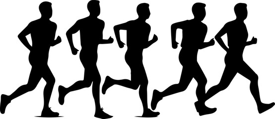 people running silhouettes vector illustration