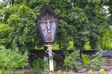 Wooden cross in Village Museum in Chisinau, Moldova