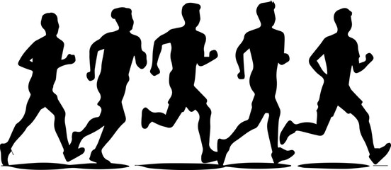 people running silhouettes vector illustration