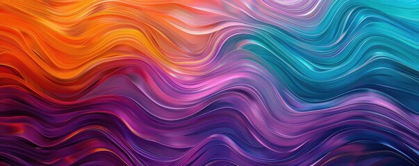 Fototapeta premium Wavy Lines in Teal, Purple, and Orange Colors