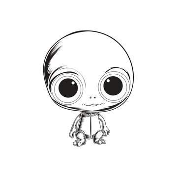 cute baby alien vector art design 