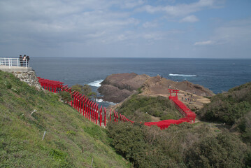 Motonosumi Shrine, Seaside shrine with 123 red torii gates in Nagato City, Yamaguchi Prefecture, Japan