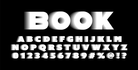 Bold font in book pages style. Modern abc alphabet for banner, poster, printing, typography, t shirt, book and card. Trendy vector illustration