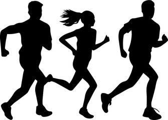 people running silhouettes vector illustration
