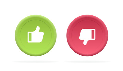 Like and Dislike label with thumb up and thumb down. Design concept for social media, marketing, ui, ux, app and web. 3d style vector illustration