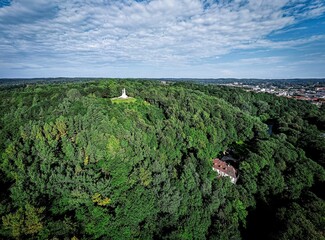 Aerial shot of the Three crosses hill in Vilnius, Lithuania.