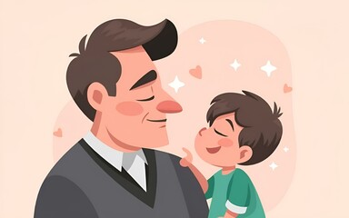 Fototapeta na wymiar AI generated illustration of father and son sharing a loving gaze