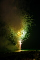 Vertical shot of fireworks - July four celebration on Independence day of America